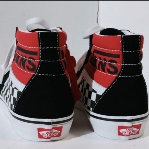 VANS Off The Wall Sk8-Hi Checkered black red Sneaker, Youth 7Y / Women's 8.5 - Picture 8 of 11